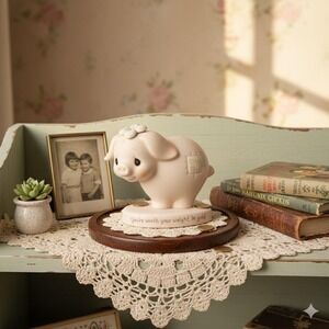 Vintage 1982 Precious Moments Figurine Piglet Pig Coin Bank